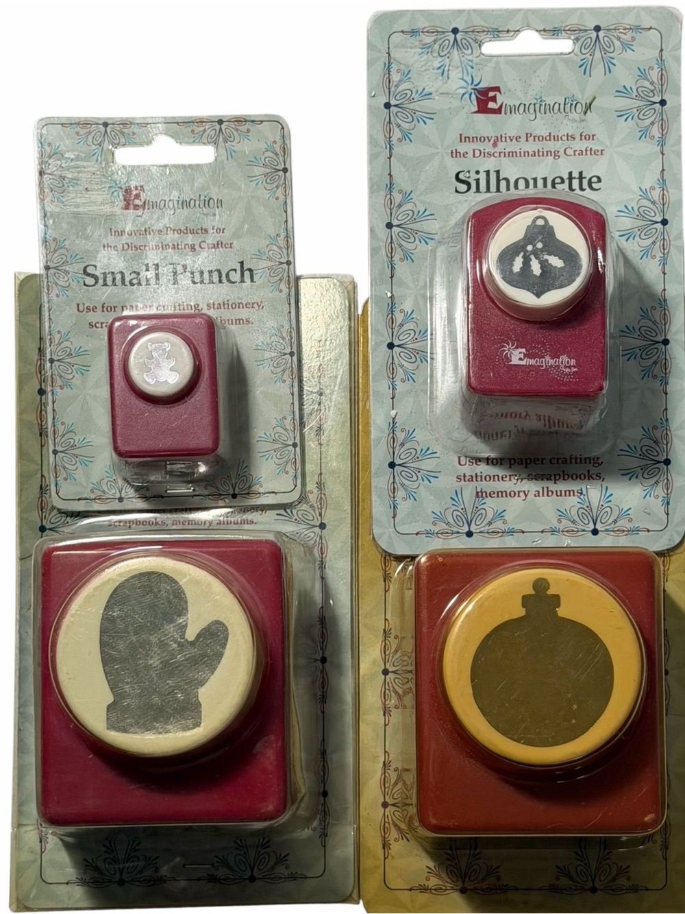🎄Emagination Punches x4 Mitten Ornament Teddy Bear Christmas